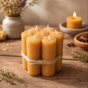 Velas Artesanales De Cera De Abeja Pura Pack X6 Ind. Arg.
